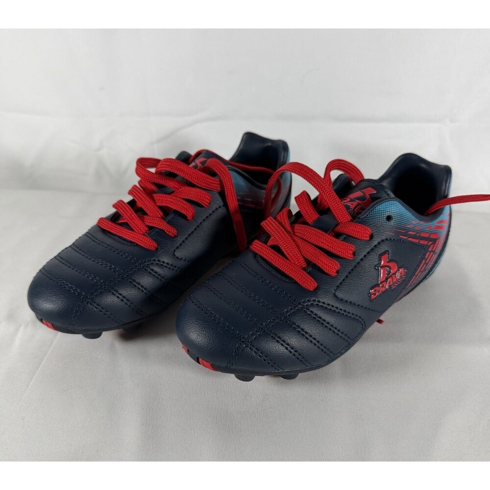 Brava Boys Soccer Cleats Navy Blue Red Lace Up Cushioned Rubber 13D